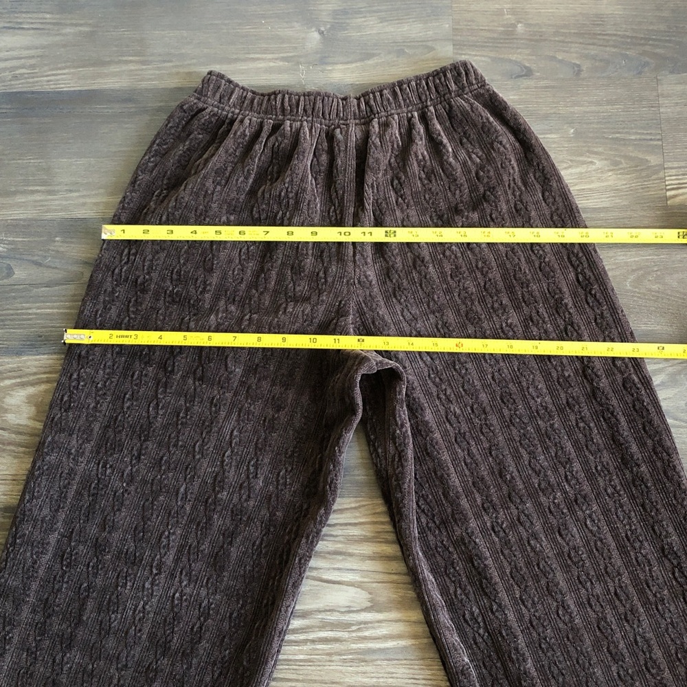 Aerie Offline Cable Knit Wide Leg Lounge Pants Chenille Trouser Brown Pull On - Picture 14 of 14